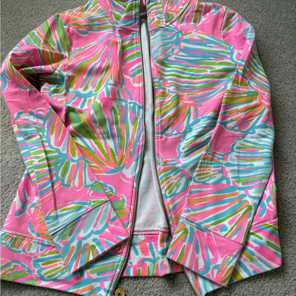 Lilly Pulitzer Vibrant Pink Shell-Print Zip Hoodie